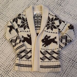 GAP Cream and Brown Knit Cardigan